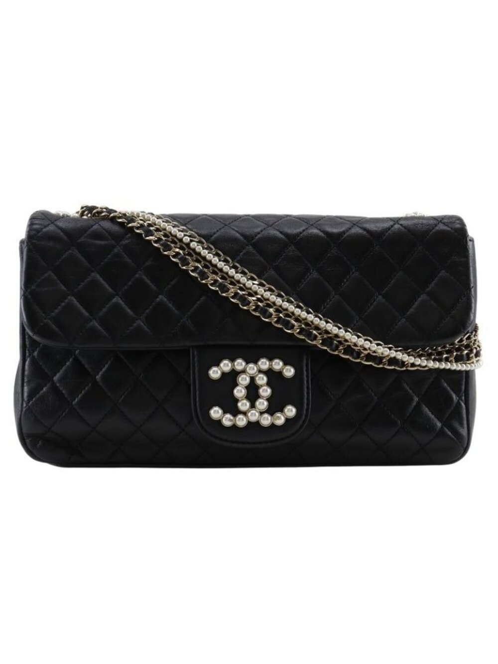 Chanel Westminster Chain Shoulder Bag Quilted Lambskin And Faux Pearl